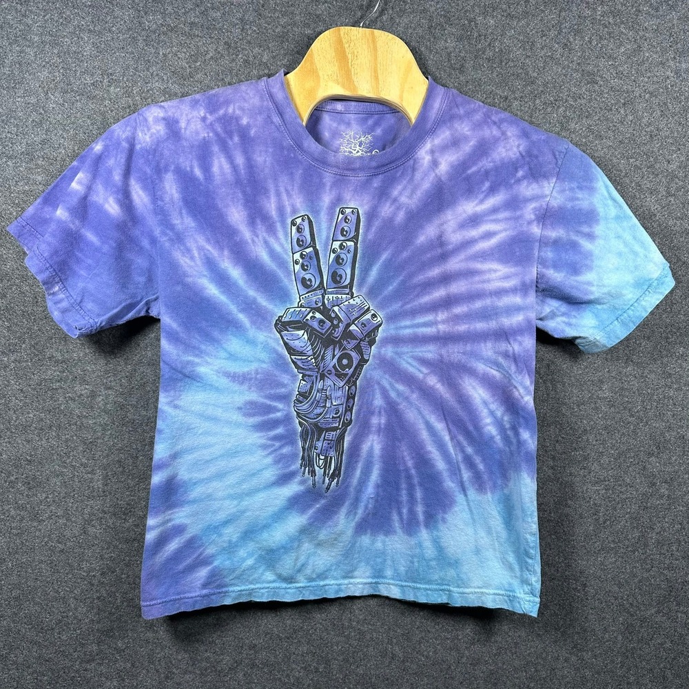 Tie Dye Robot Peace Sign Graphic T‎ Shirt Music is My Nature XXL 18